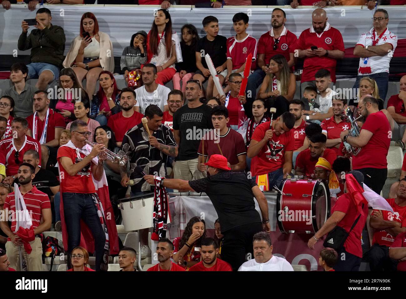 The Malta fan band in the stands during the UEFA Euro 2024 Qualifying