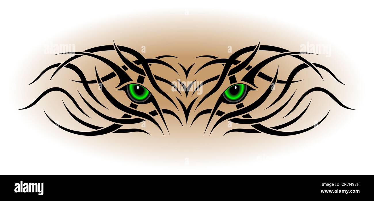 Animal eyes in the form of a tribal tattoo Stock Vector