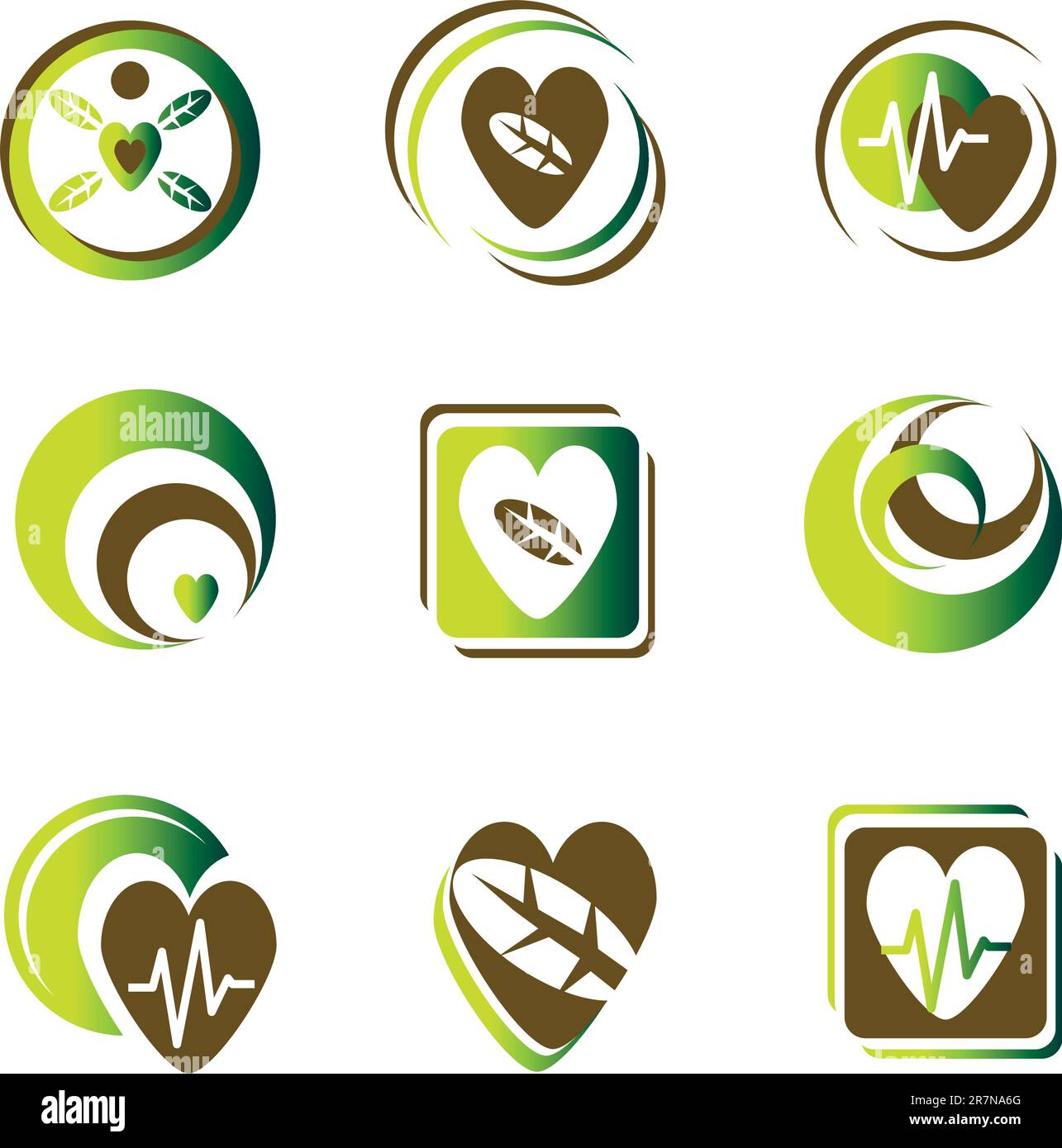 Set of heart symbols and bio eco signs for design. Jpeg version also