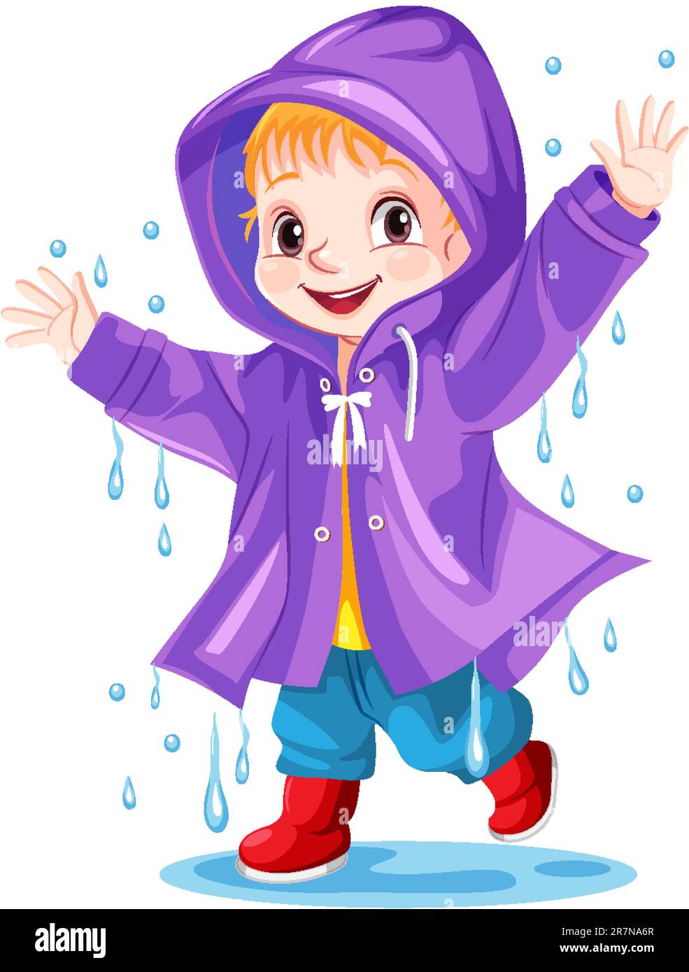 Happy boy wearing raincoat illustration Stock Vector Image & Art - Alamy
