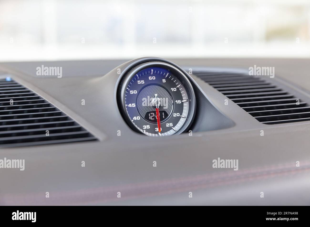 analog and digital watch in car dashboard, close up Stock Photo Alamy