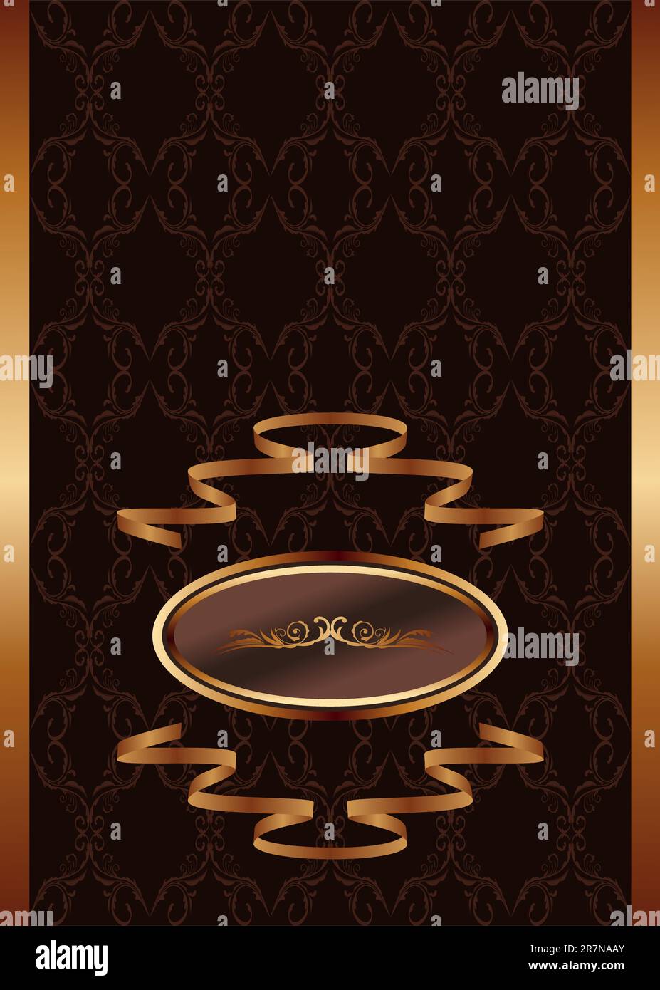Illustration royal background with golden frame and ribbon - vector ...