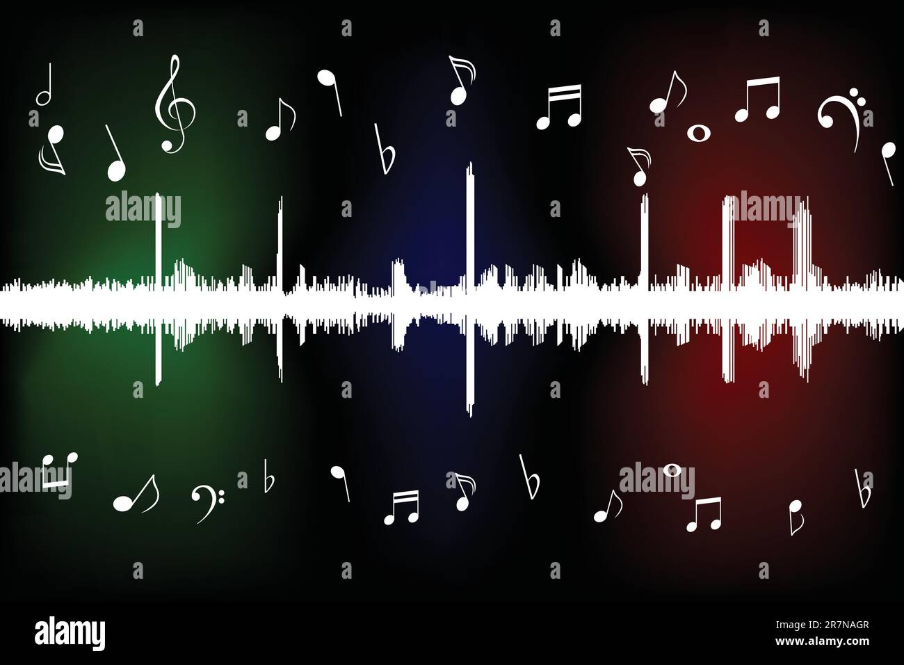 Sound wave with musical notes Stock Vector