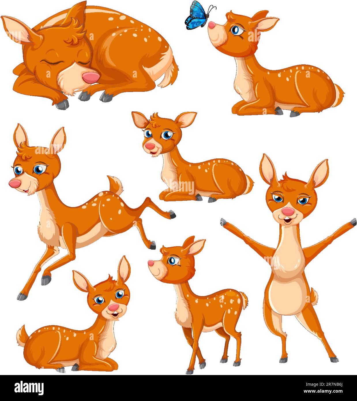 Collection of Cartoon Deer Characters illustration Stock Vector Image