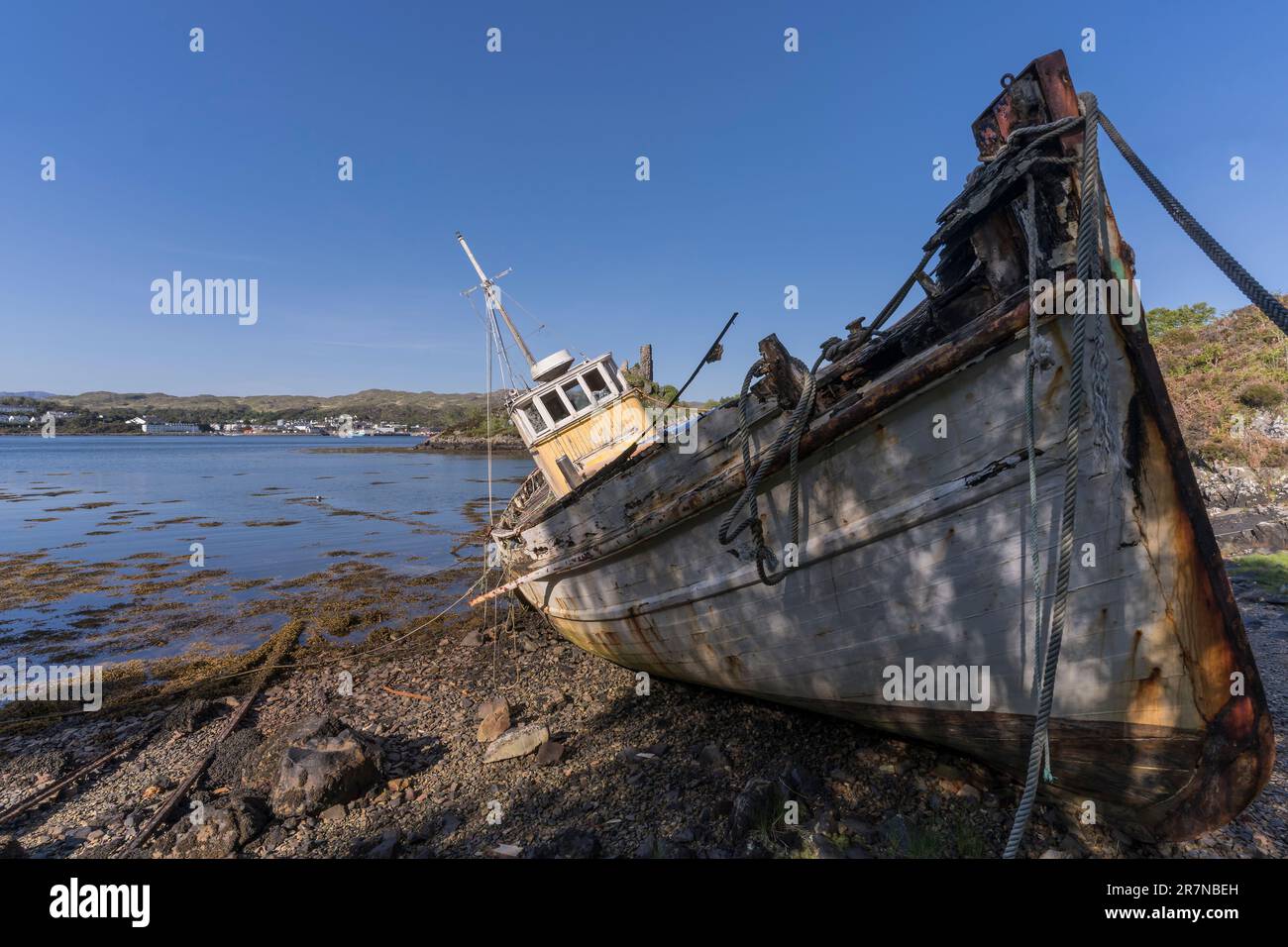 shipwreck on a scottish beach Stock Photo