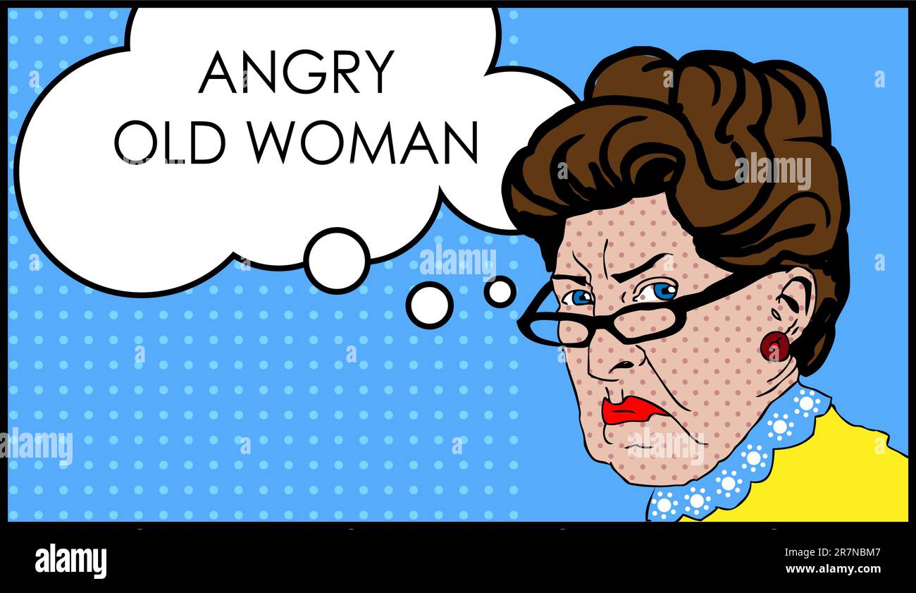 Angry woman with glasses, Grumble, discontent Stock Vector