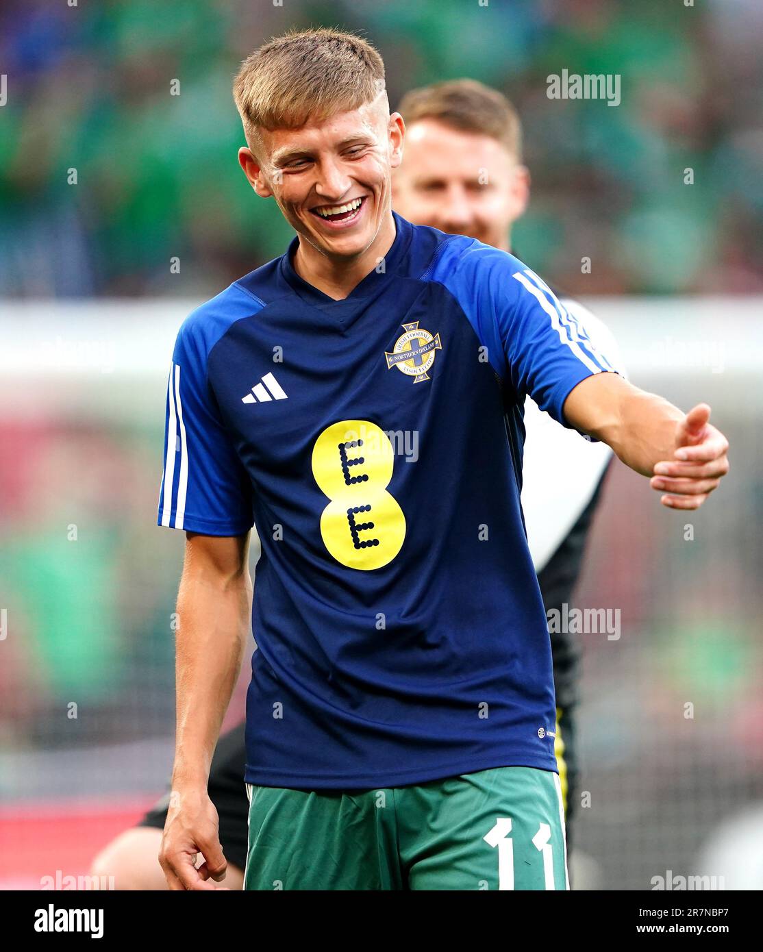 Northern Ireland's Callum Marshall warming up prior to kickoff before