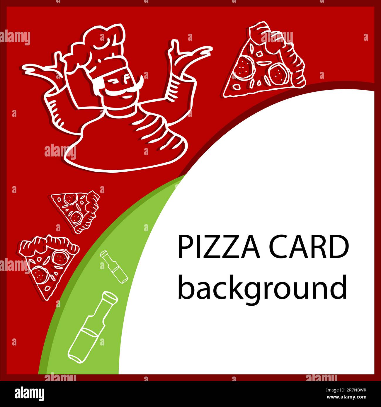 Pizza card, fake food paper background Stock Vector