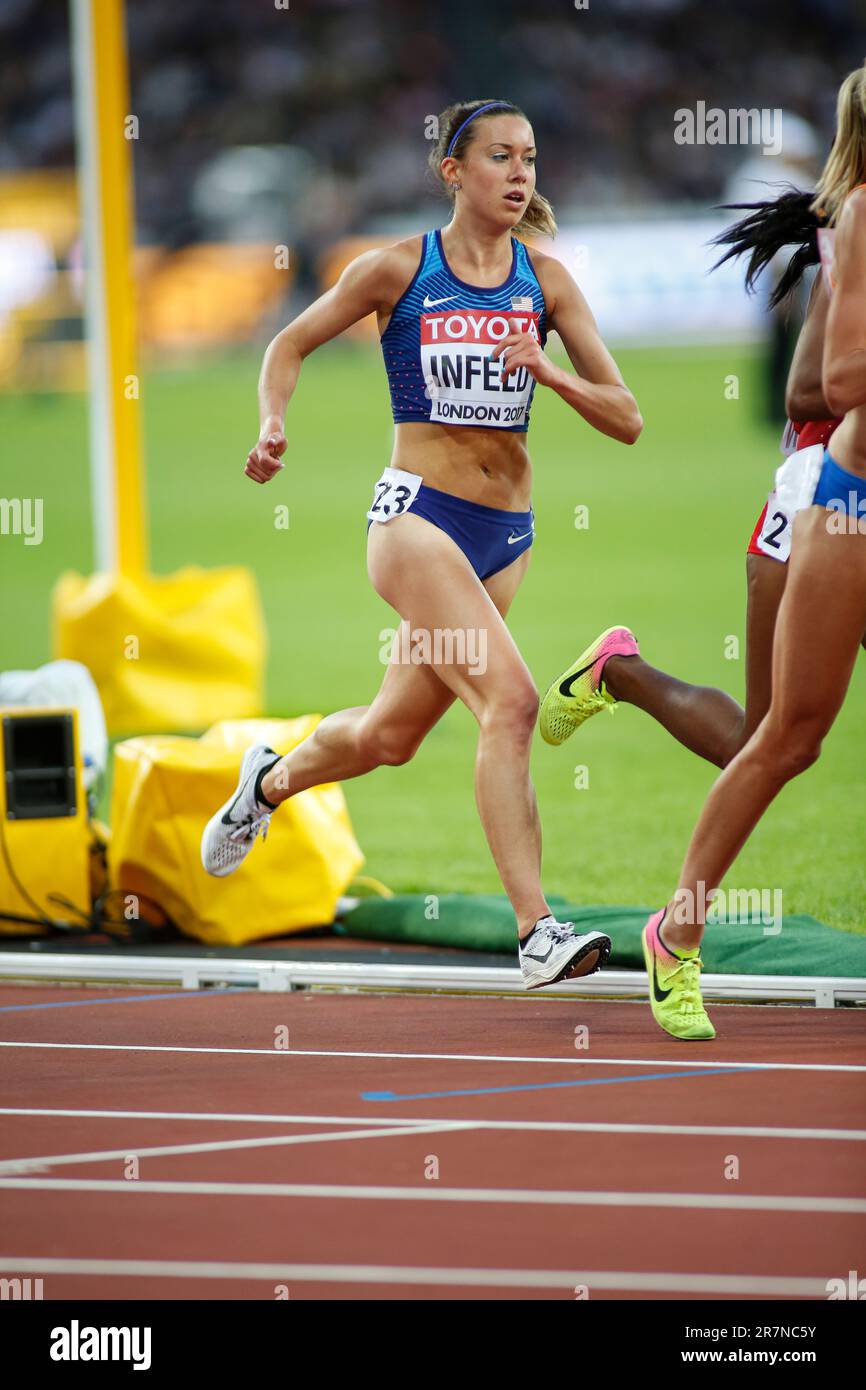 Emily Infeld participating in the 10.000m final at the World Athletics ...