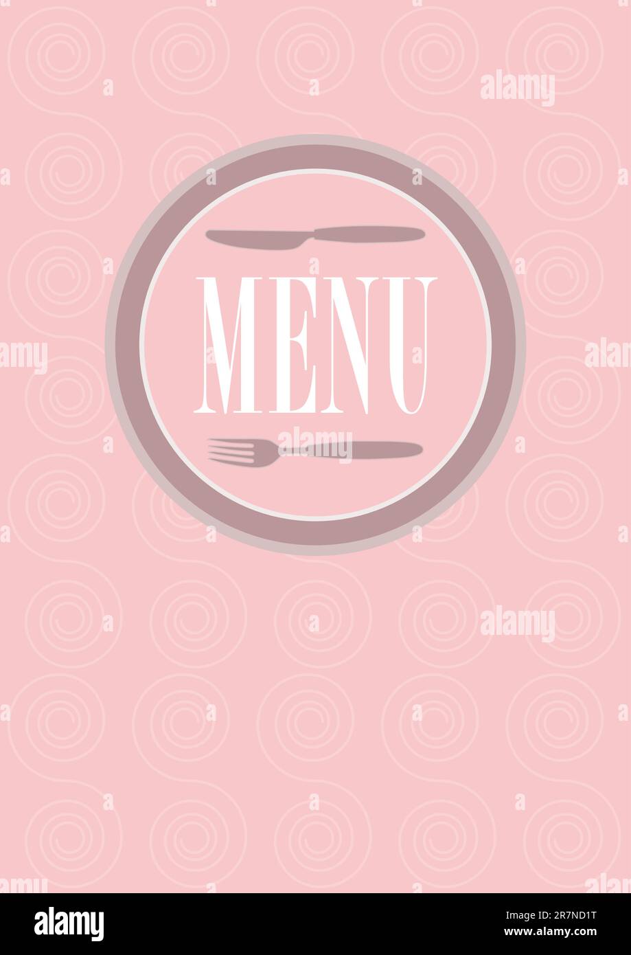 Menu Card Design Menu Sign and Pattern in Shades of Pink Stock Vector