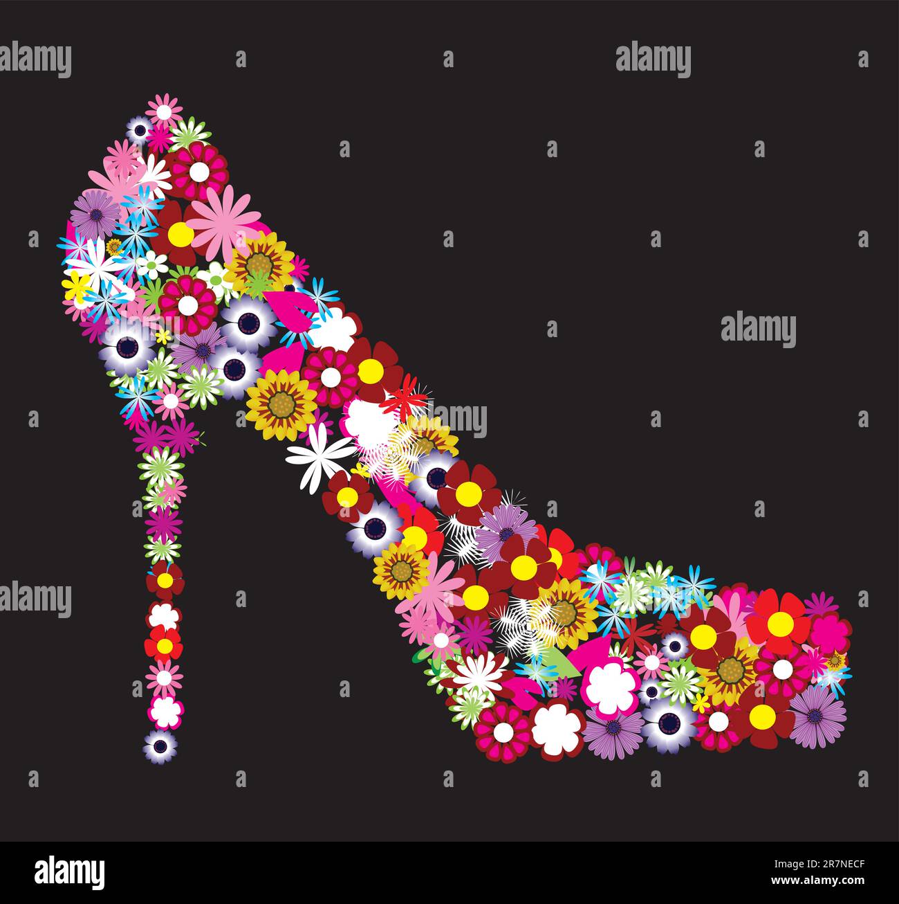 vector illustration of floral female shoe Stock Vector
