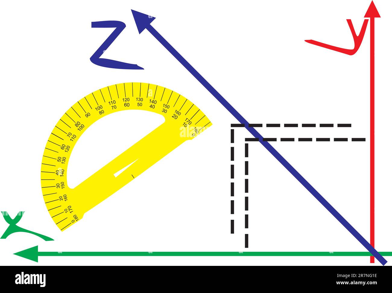 Yellow ruler. An axis of coordinates. Geometry and a science Stock Vector