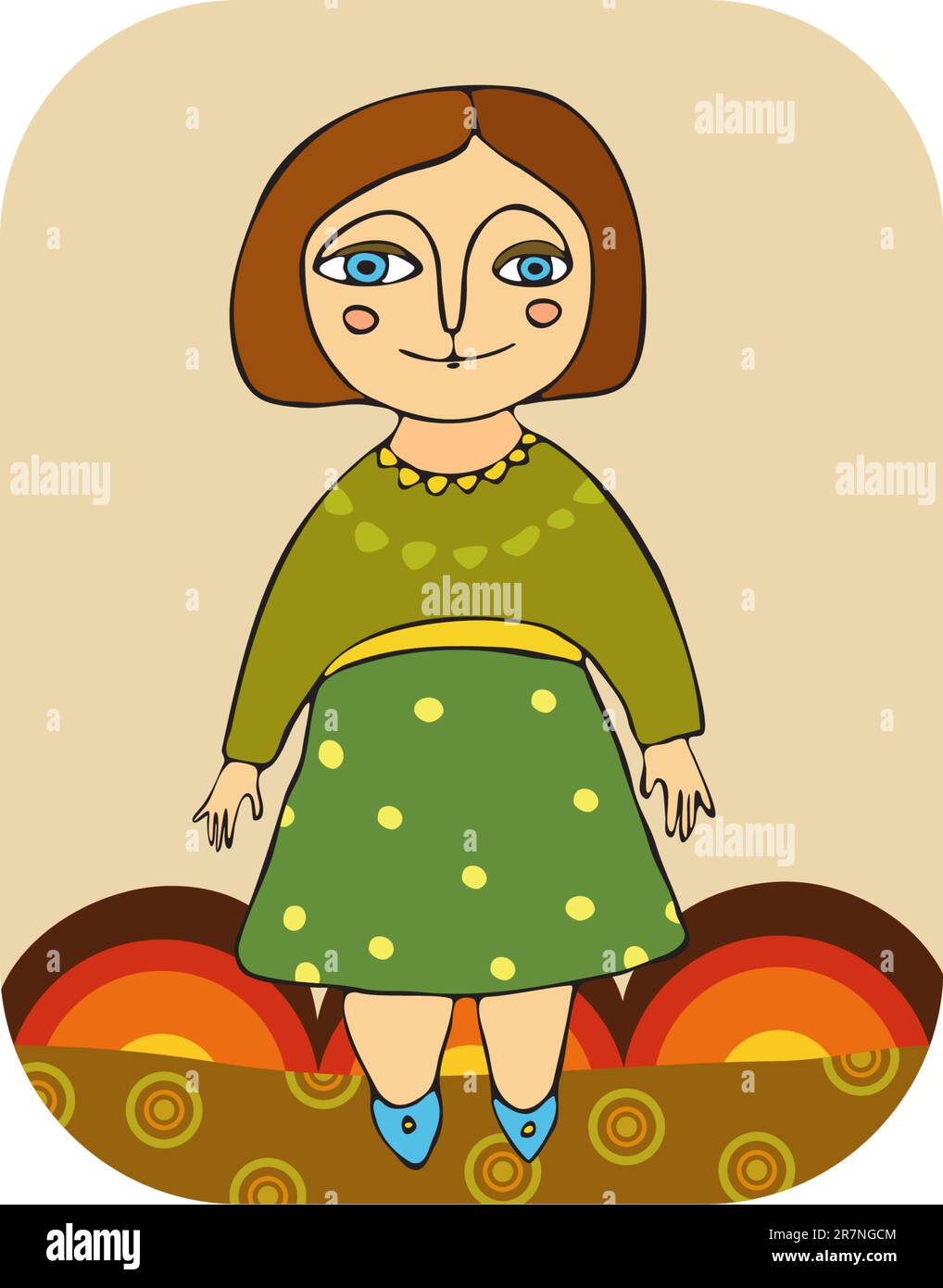 the little girl in green clothes Stock Vector Image & Art - Alamy