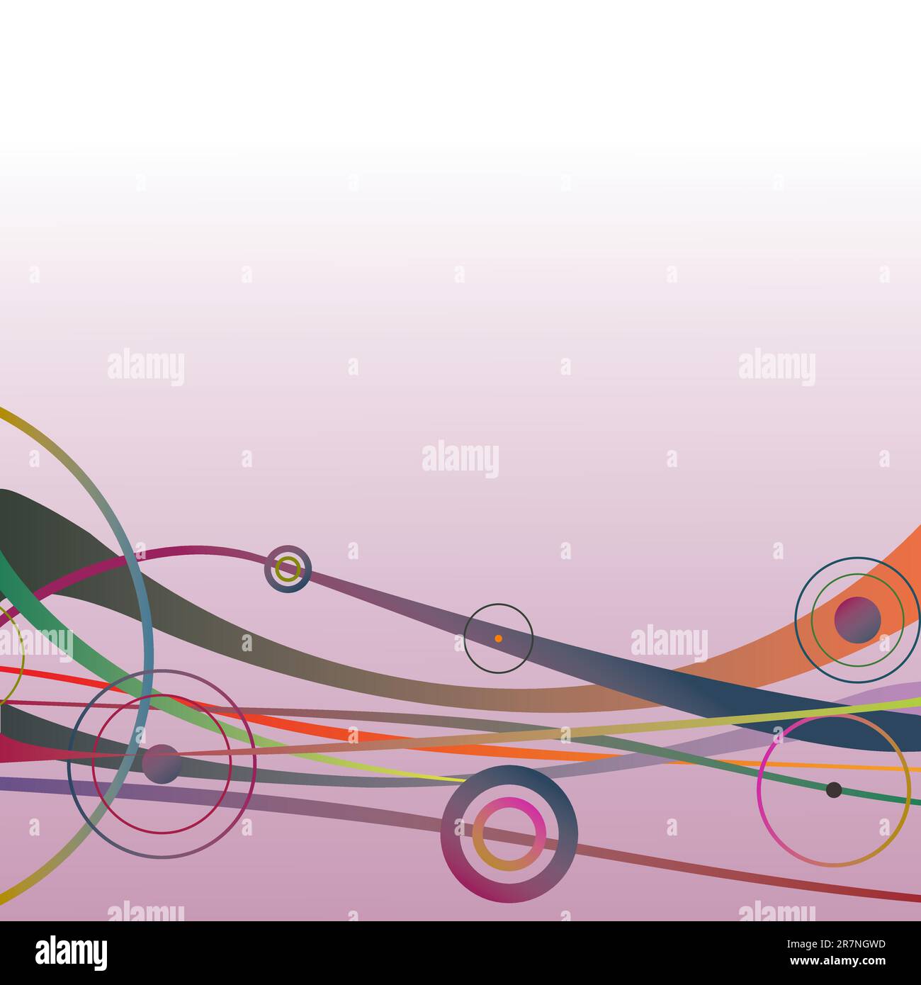 waves and circles composition, abstract pattern; vector art illustration Stock Vector