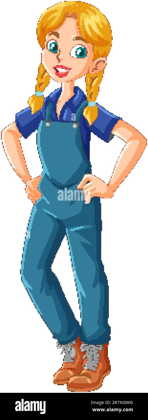 Young female farmer cartoon character illustration Stock Vector Image ...