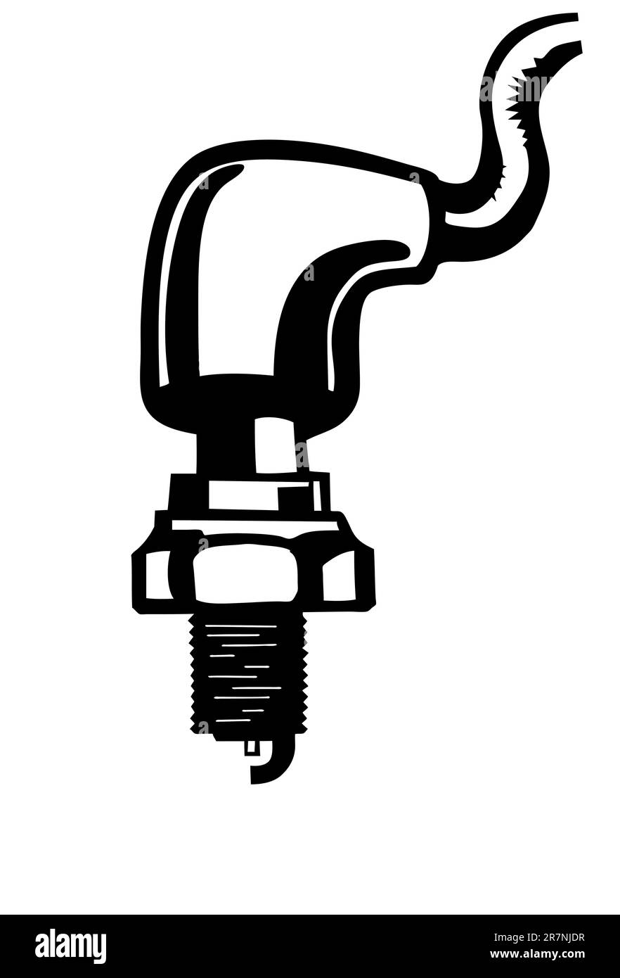 vector silhouette spark plug on white background Stock Vector