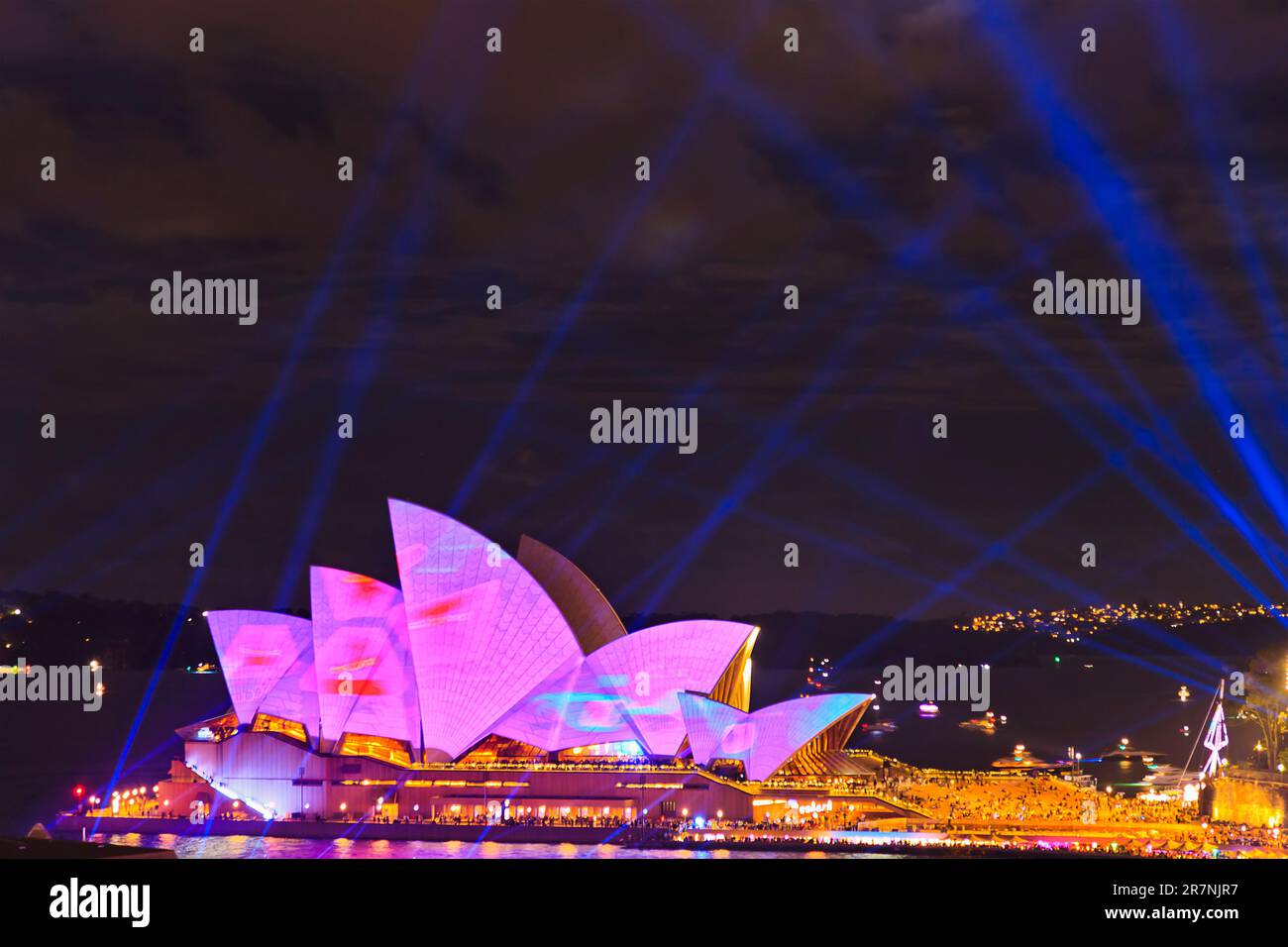 Sydney, Australia - 3 June 2023: Bright pink Sydney Opera house painted