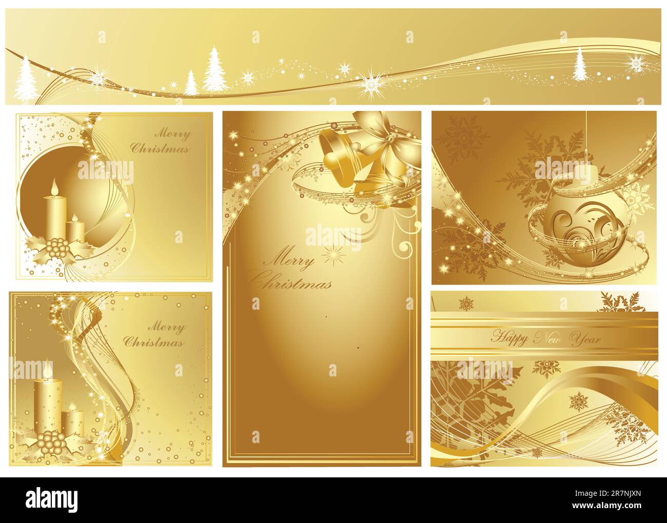 Merry Christmas and Happy New Year collection Stock Vector Image & Art ...