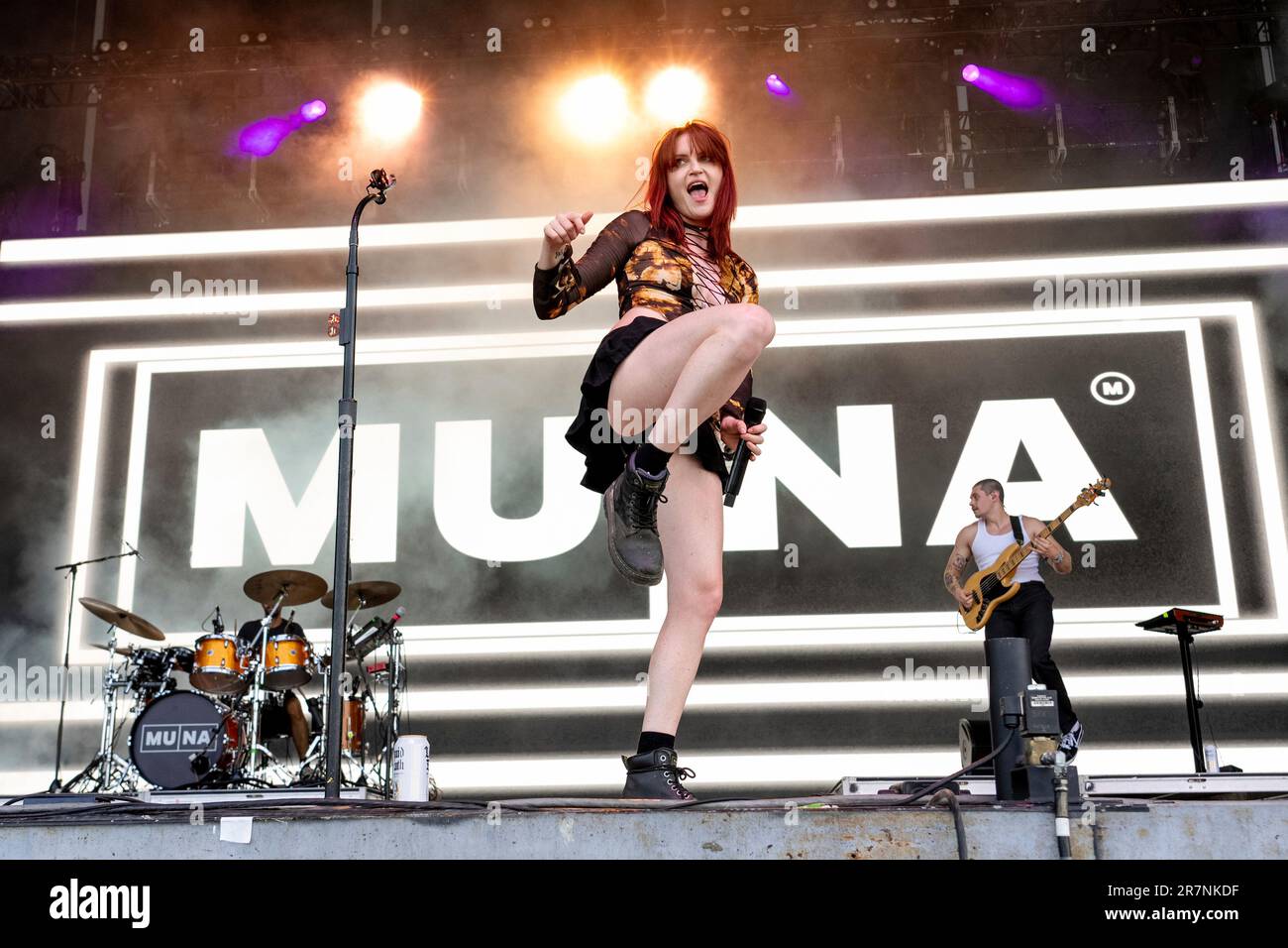 Katie Gavin of MUNA performs during the 2023 Bonnaroo Music and Arts ...