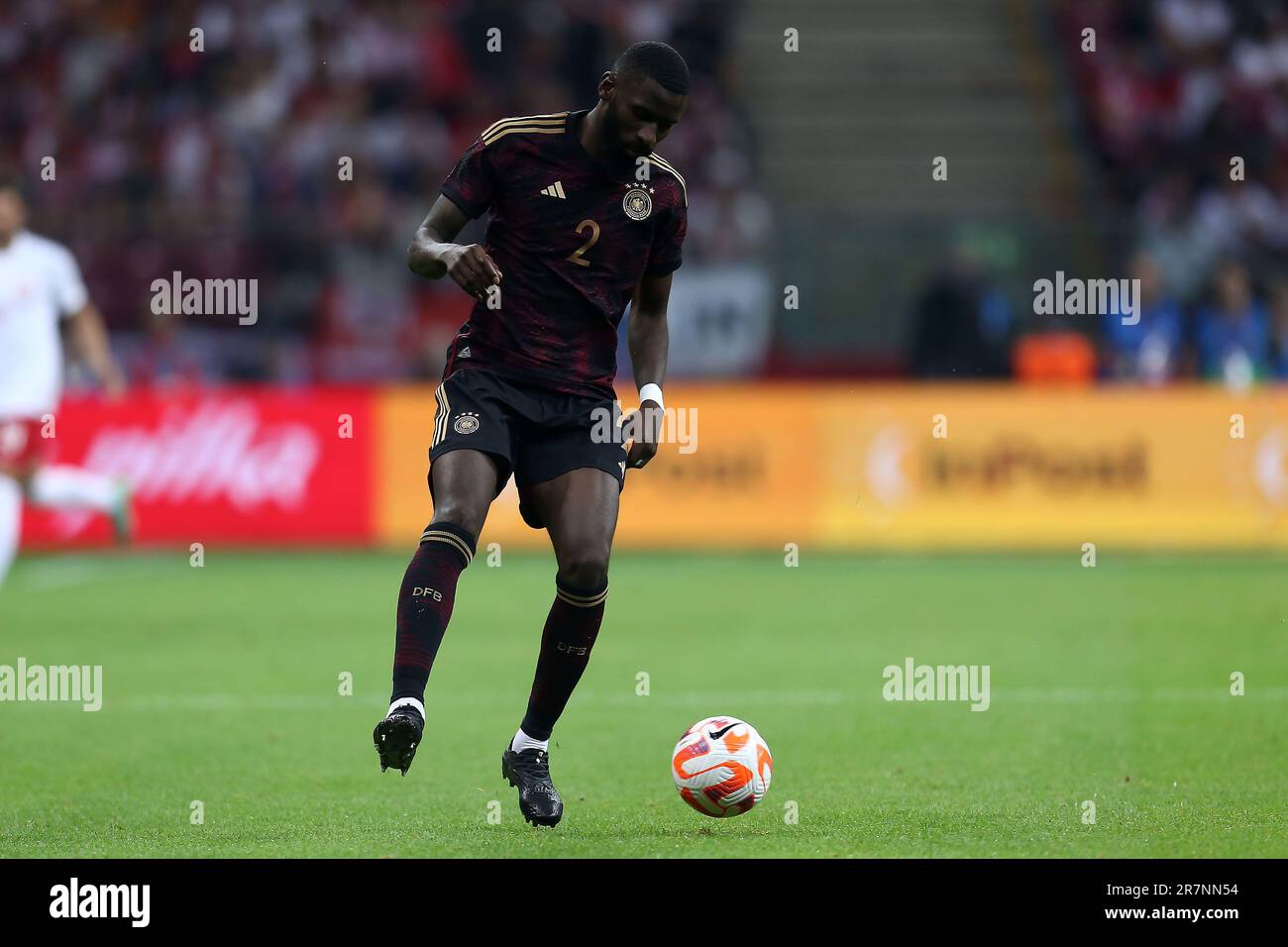 Warsaw, Pologne. 16th June, 2023. Antonio Ruediger Rudiger of Germany during the International Friendly Football match between Poland and Germany on June 16, 2023 at PGE Narodowy in Warsaw, Poland - Photo Piotr Matusewicz/DPPI Credit: DPPI Media/Alamy Live News Stock Photo