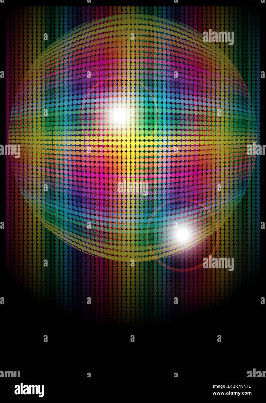 Abstract Background - Multicolor Dotted Circle on Dark Background Stock Vector