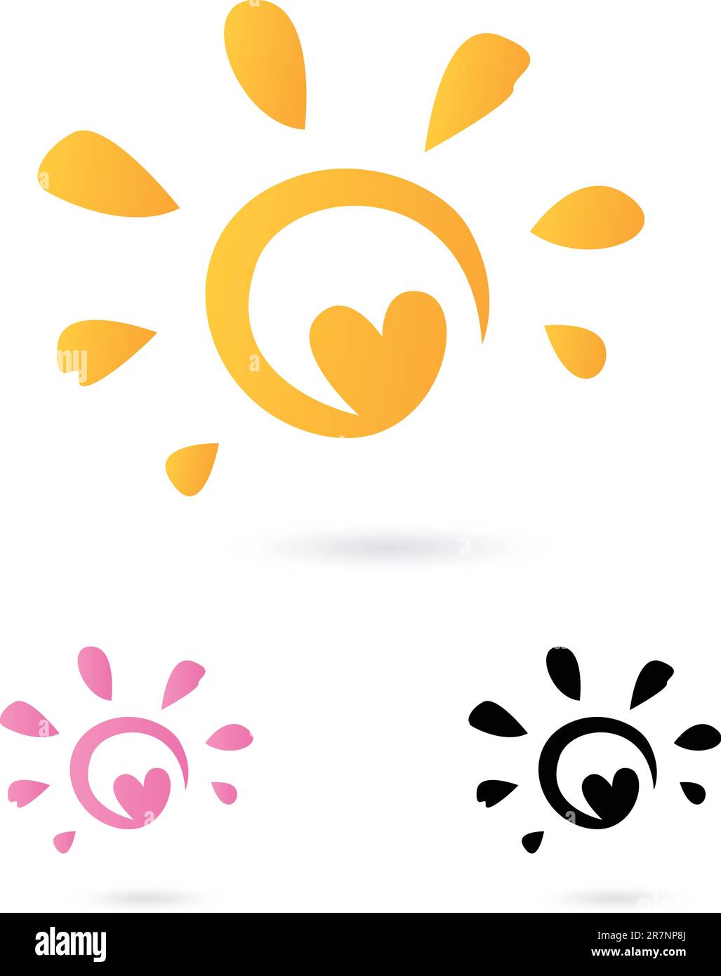Vector Sun sign or icon isolated on white background. Stock Vector