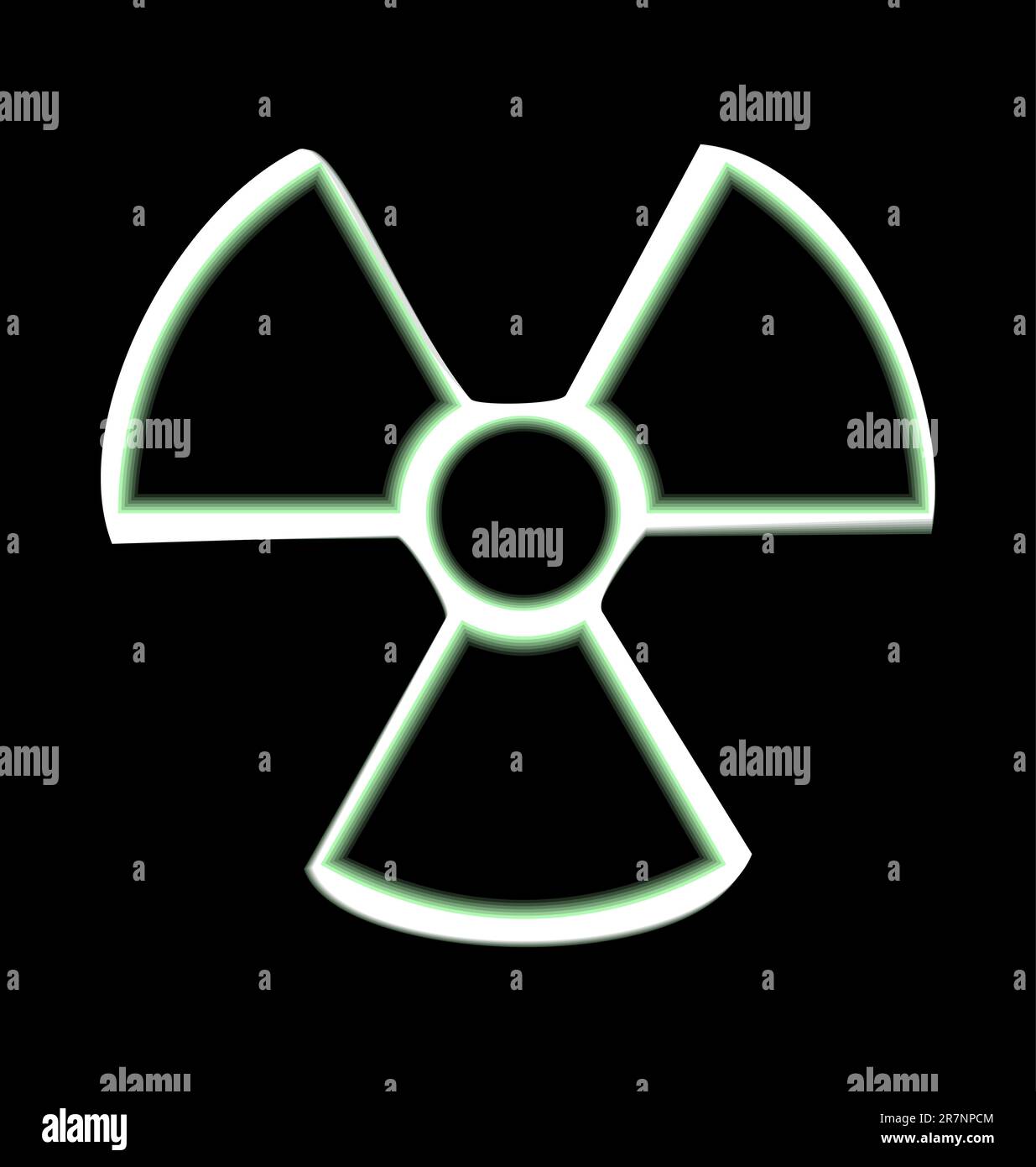 Illustration the warning symbol of radioactive hazard isolated on black background - vector Stock Vector