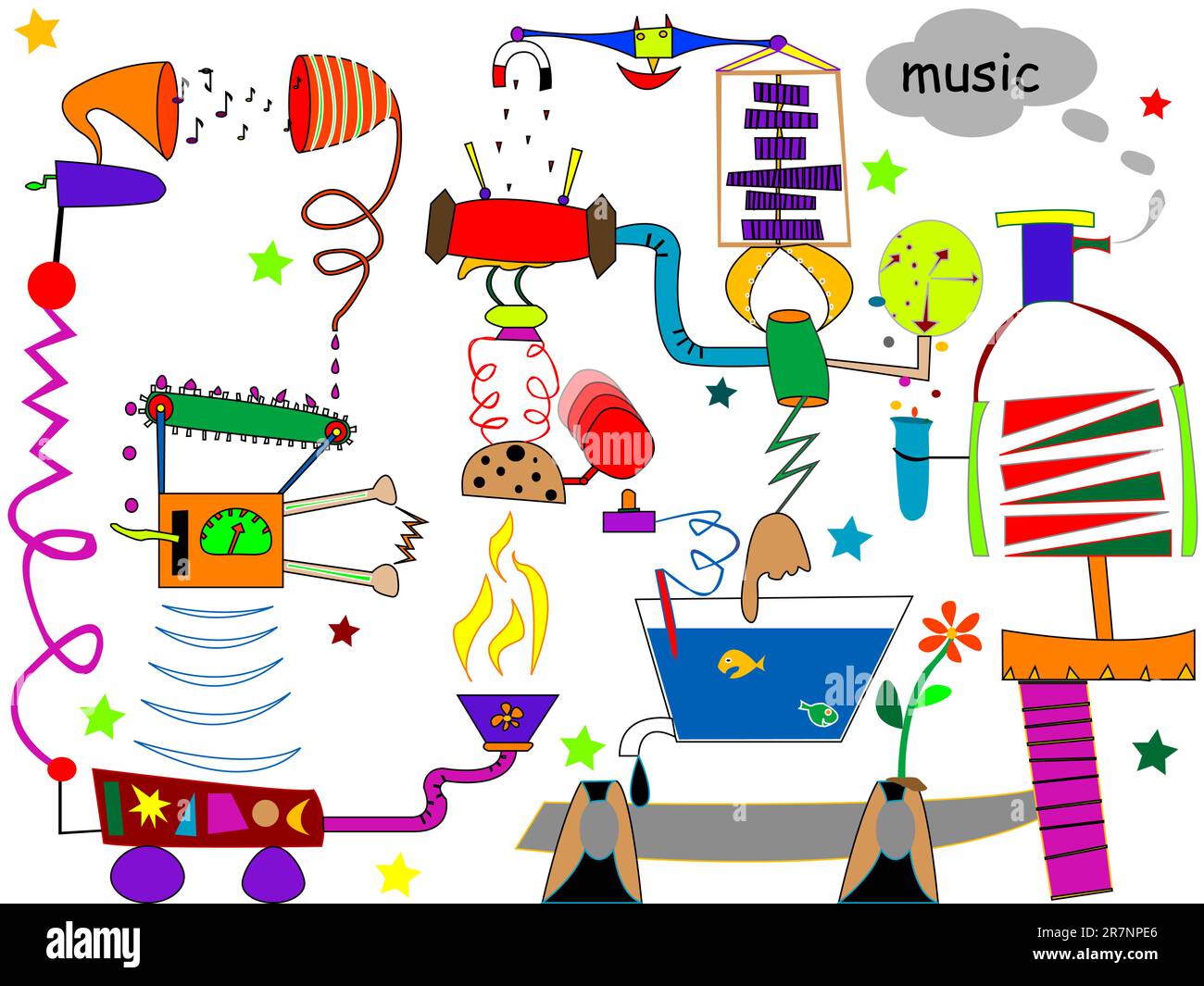 incredible machine, vector art illustration, more drawings in my gallery Stock Vector