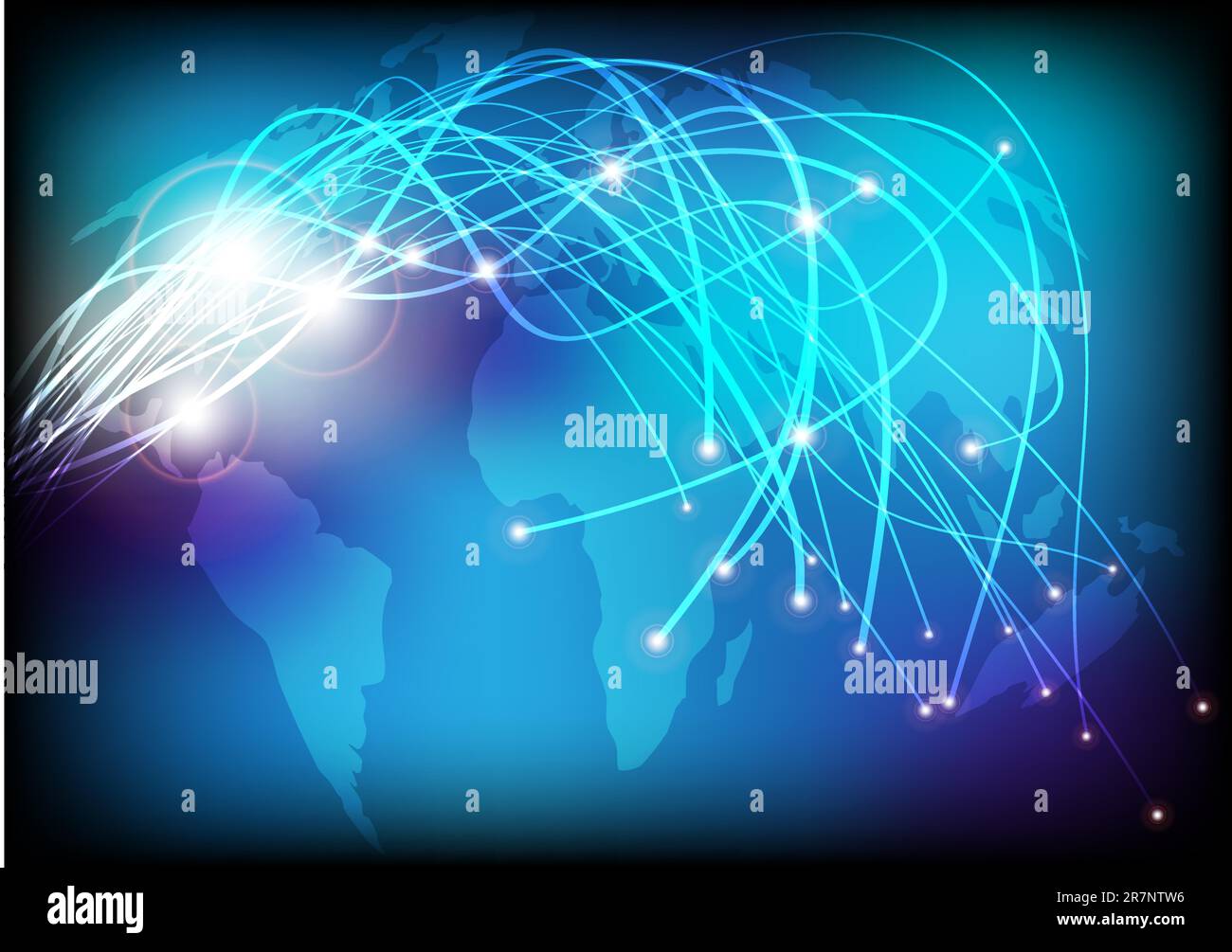 Technology Background Optical Fibers and Globe Stock Vector Image