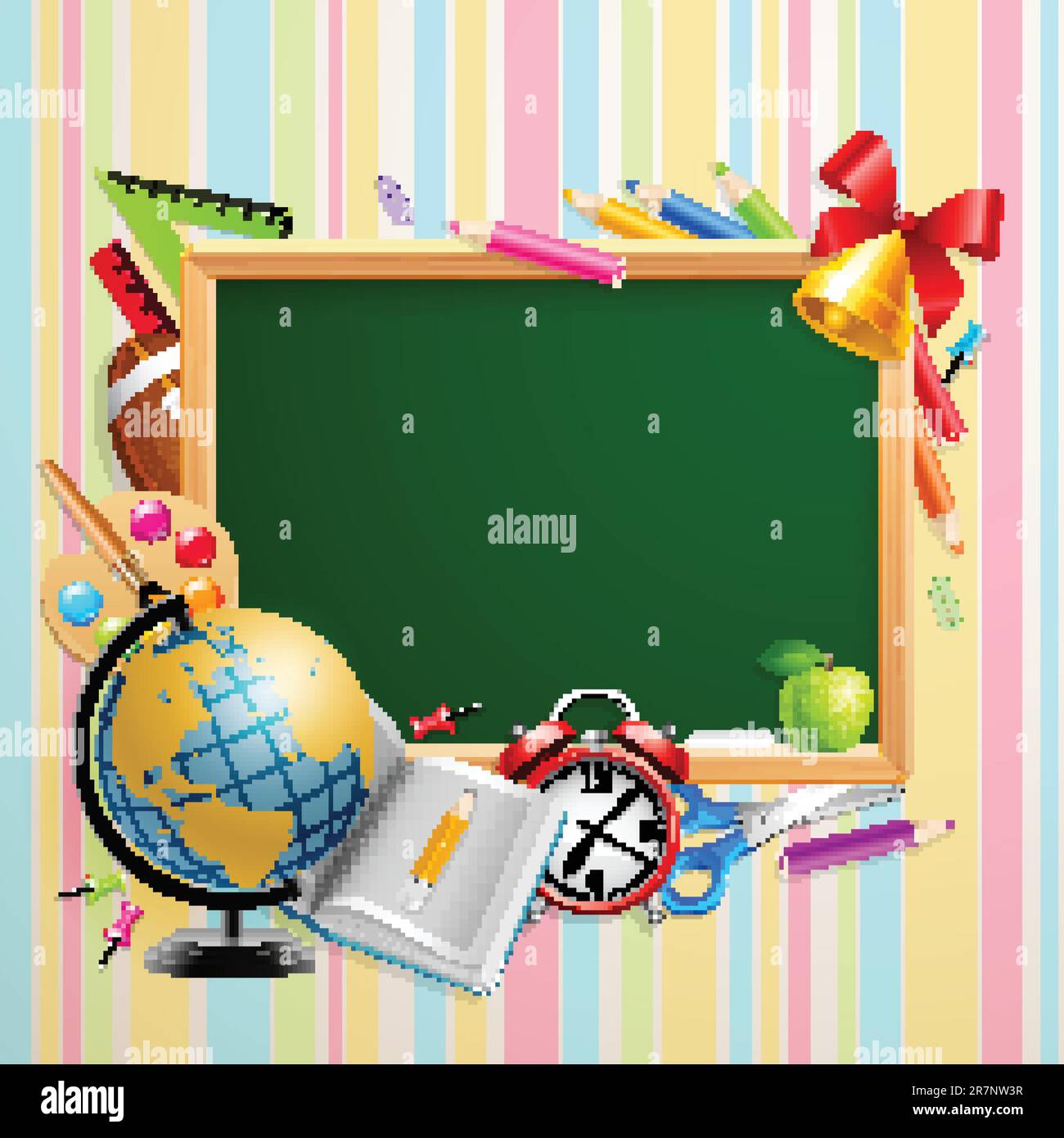 Back to school background with place for text and stationery. Vector ...