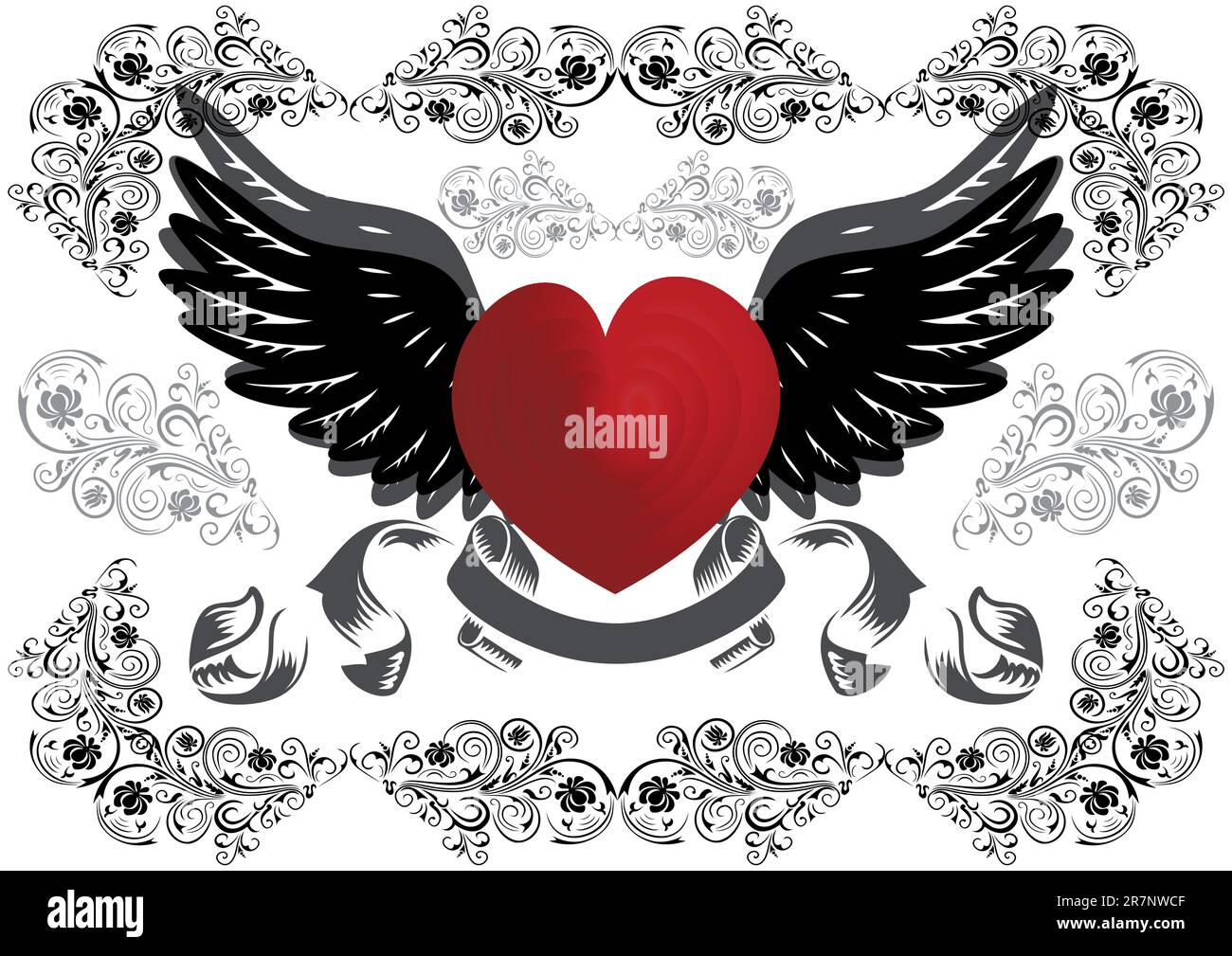 Illustration of heart with wings and background Stock Vector Image ...