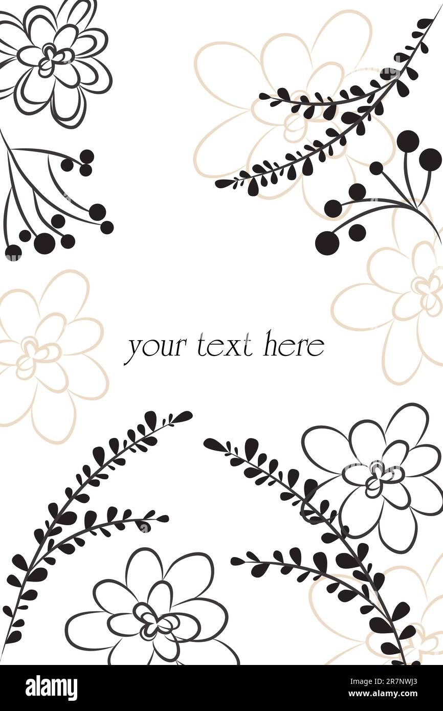 beautiful black flowers pattern on white background Stock Vector Image & Art Alamy