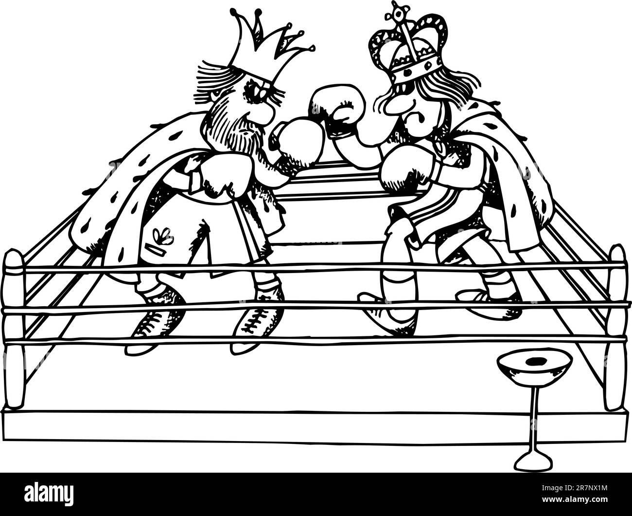 Kings' battle on boxing ring Stock Vector