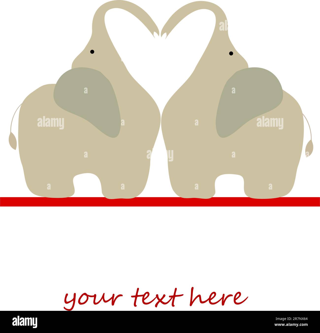 two gray love elephant on white background Stock Vector