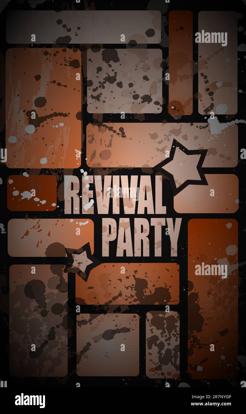 Retro' revival disco party flyer or poster for musical event with grunge distressed look. Stock Vector
