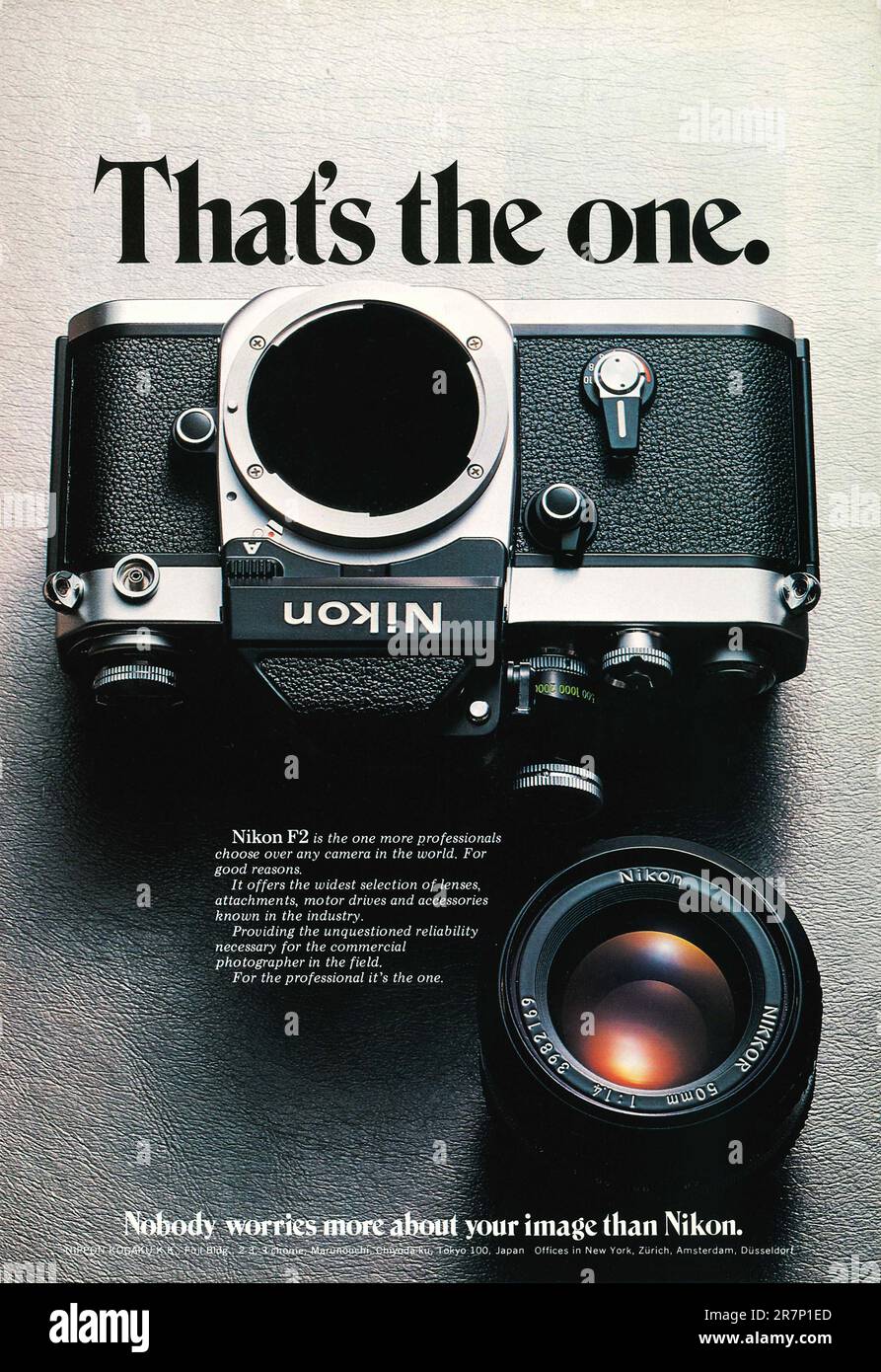 Nikon F2 camera advert in a magazine 1979 Stock Photo - Alamy