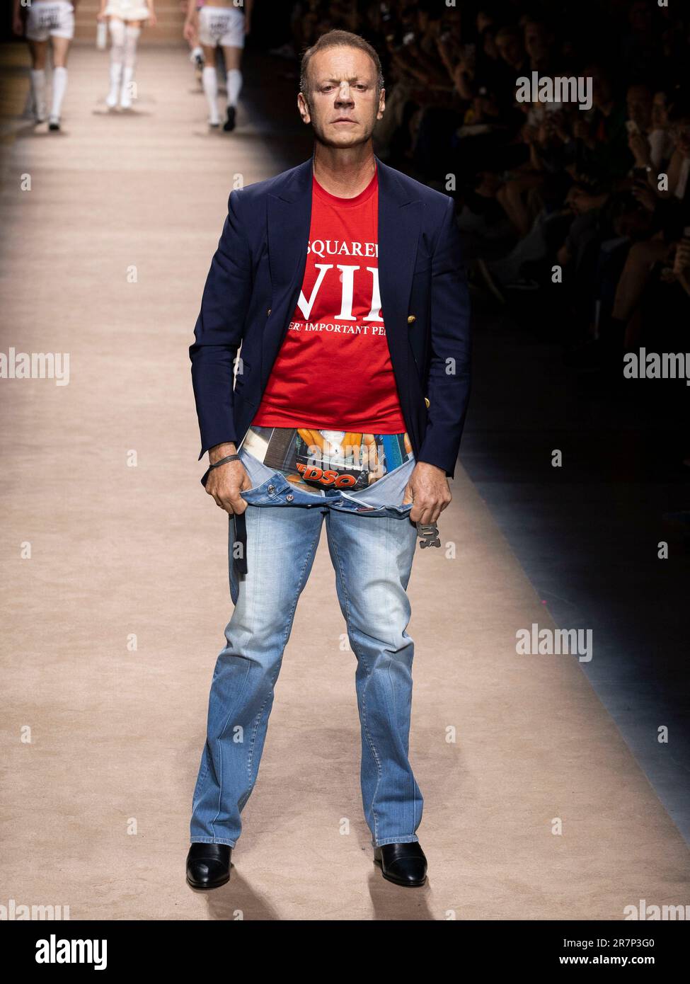 Rocco Siffredi at DSQUARED2 Spring Summer 2024 Runway during Milan