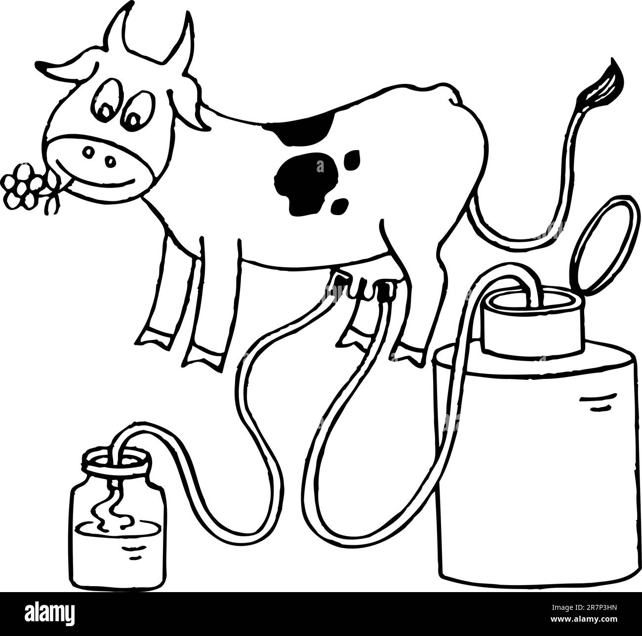 Cow giving milk Stock Vector