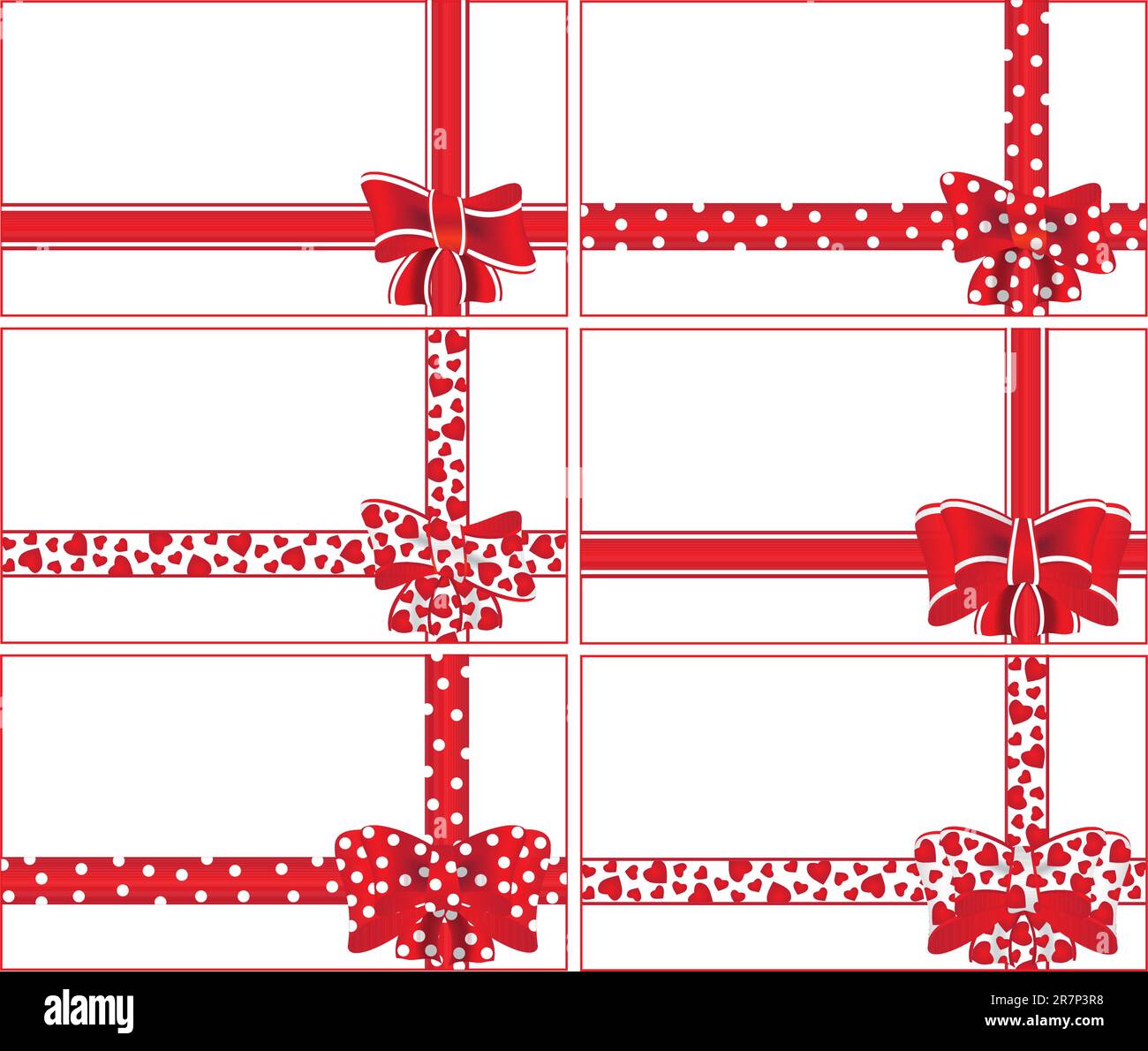 set of red ribbons with packaging design ornaments for gifts vector