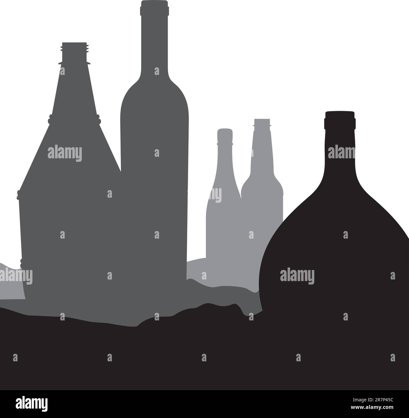 Terra of bottles on white Stock Vector