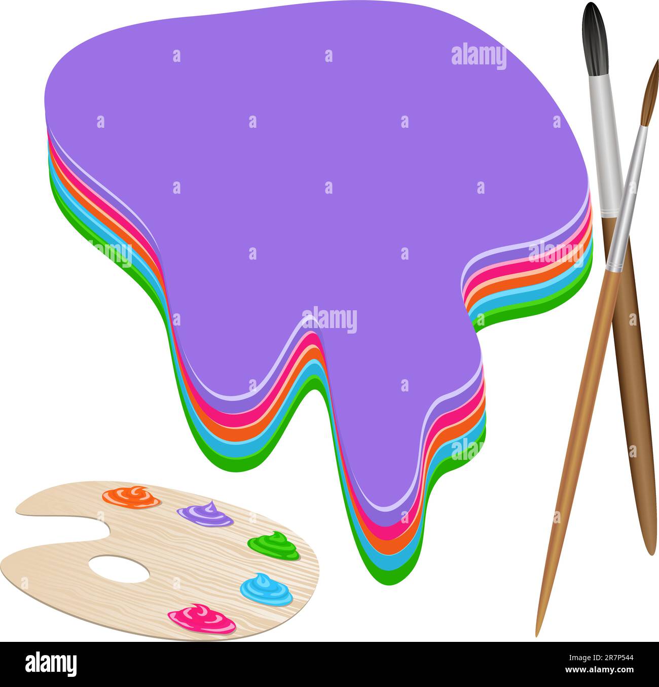 Colorful splashes of paint with a palette and brushes for placing Your