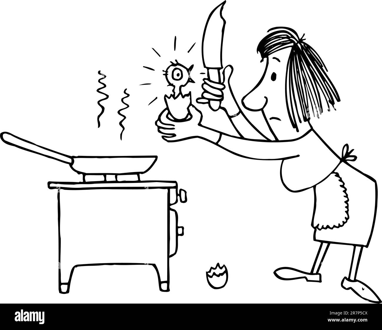 Woman with egg Stock Vector Images - Alamy