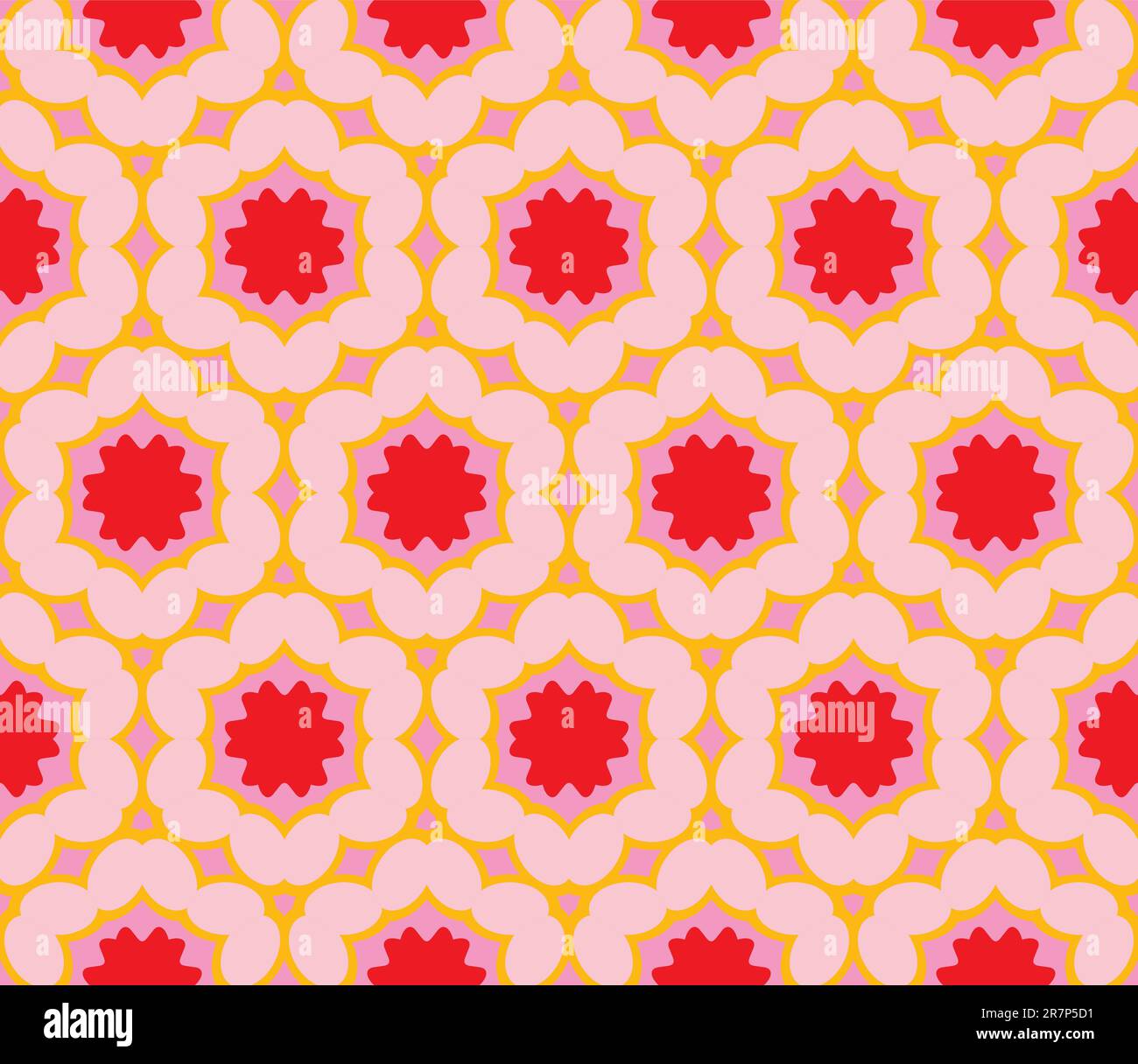 Pattern with large brightly colored flowers (seamless) in red, pink, orange Stock Vector