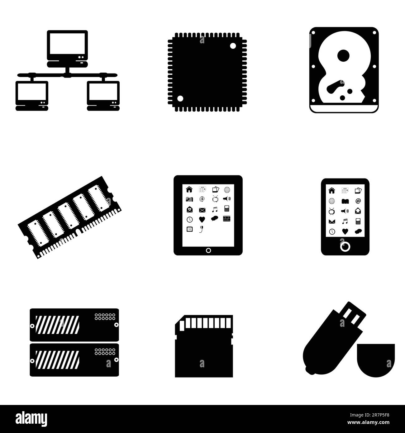 Computer parts and peripheral devices Stock Vector