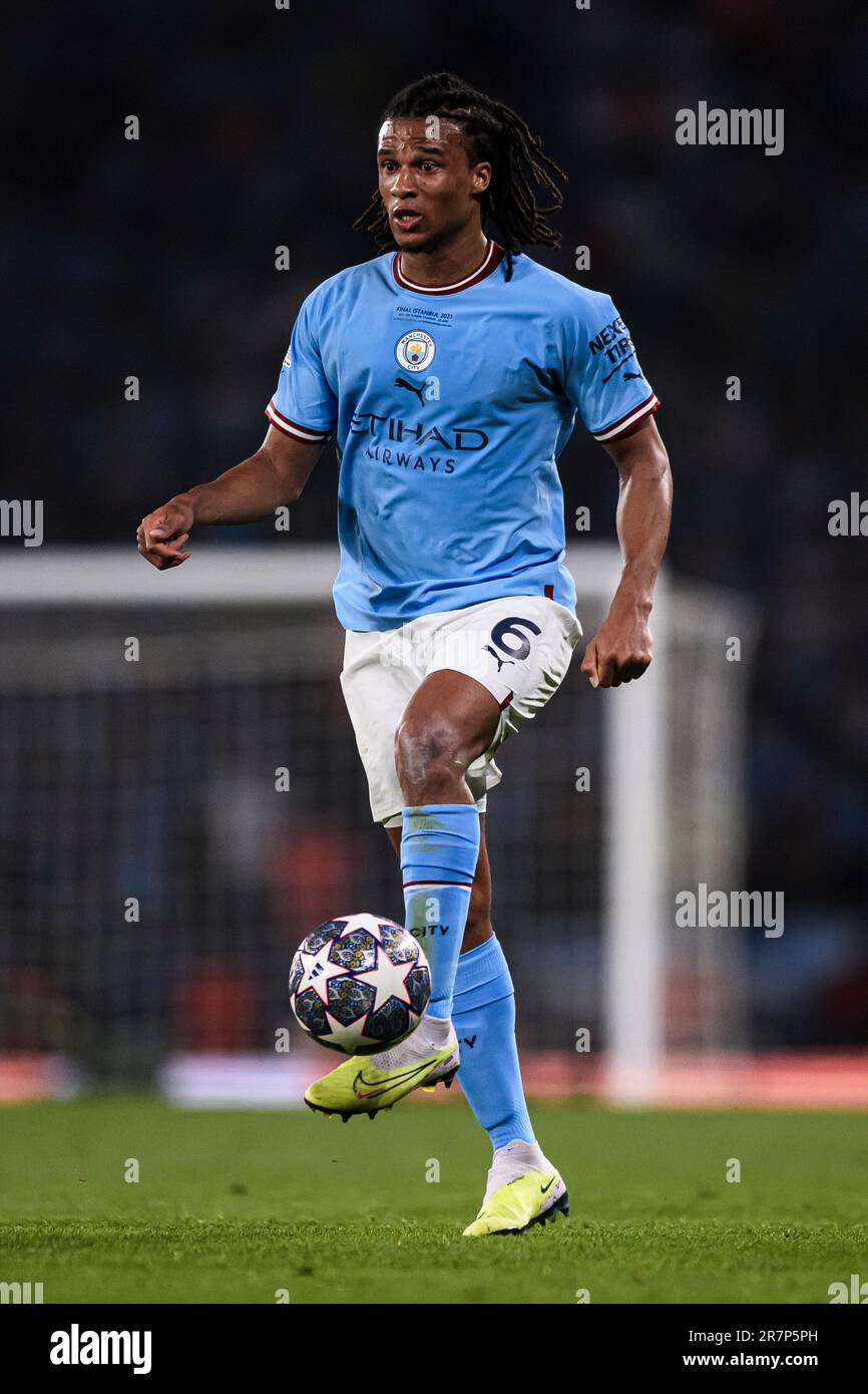 Istanbul, Turkey. 10 June 2023. Nathan Ake of Manchester CIty FC in action during the UEFA Champions League final football match between Manchester City FC and FC Internazionale. Credit: Nicolò Campo/Alamy Live News Stock Photo