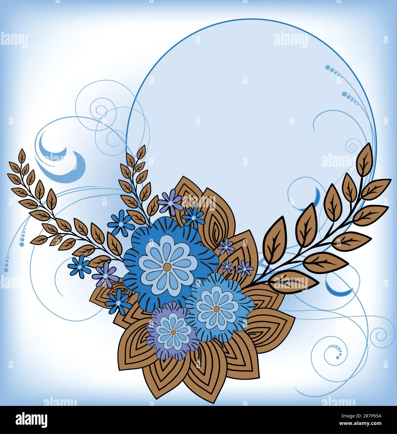 beautiful frame of the blue flower composition Stock Vector