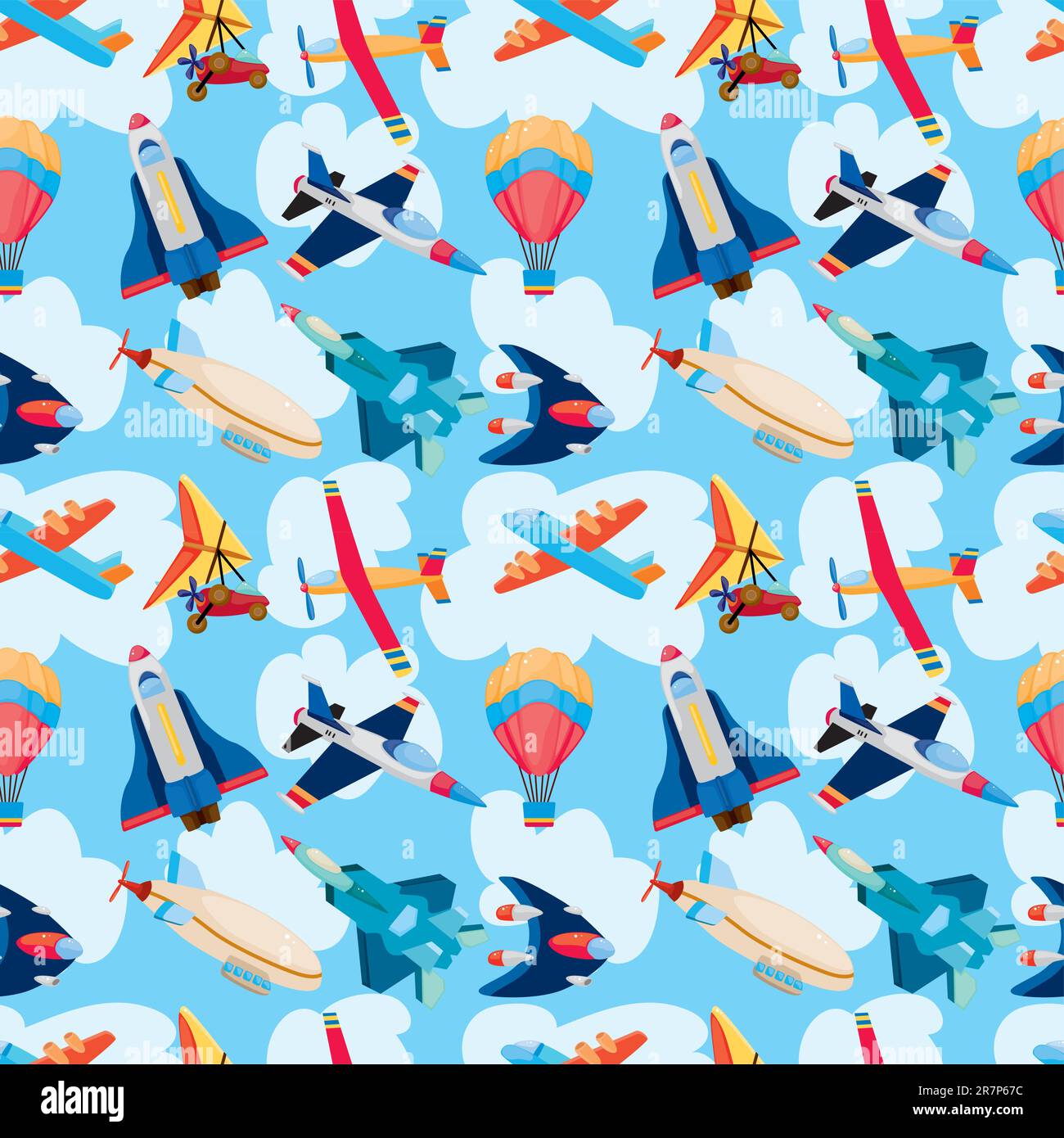 seamless airplane pattern Stock Vector