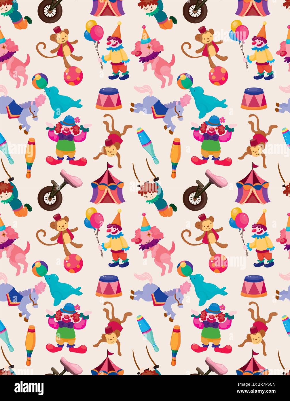 cartoon happy circus seamless pattern Stock Vector Image & Art - Alamy