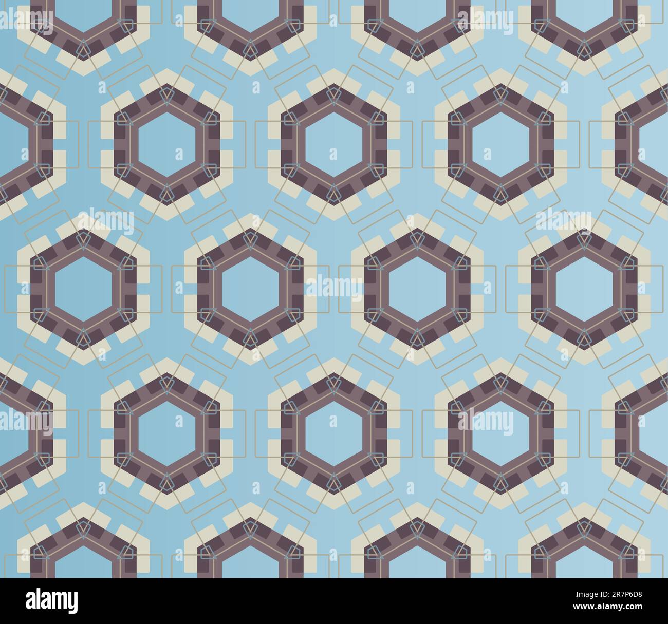 Geometric pattern (seamless) in blue, grey, brown, beige Stock Vector