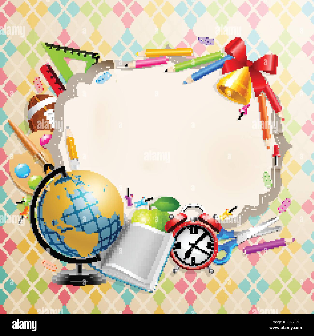 Back to school greeting card with stationery. Vector illustration Stock ...